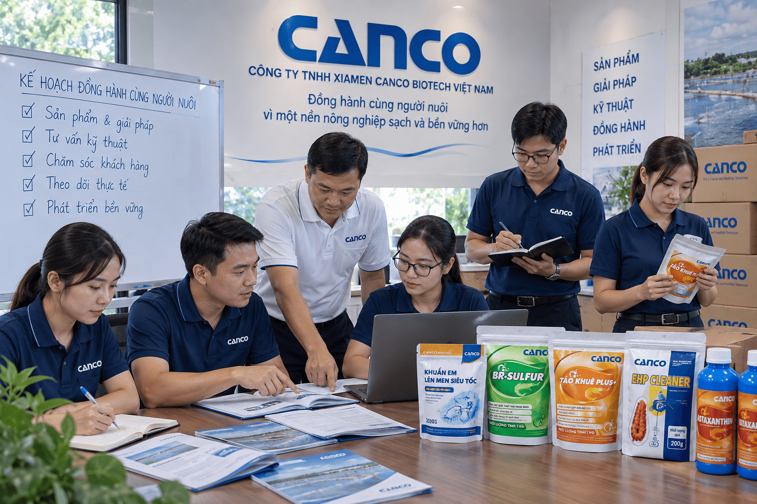 Đội ngũ CANCO chuẩn bị các hoạt động đồng hành cùng người nuôi